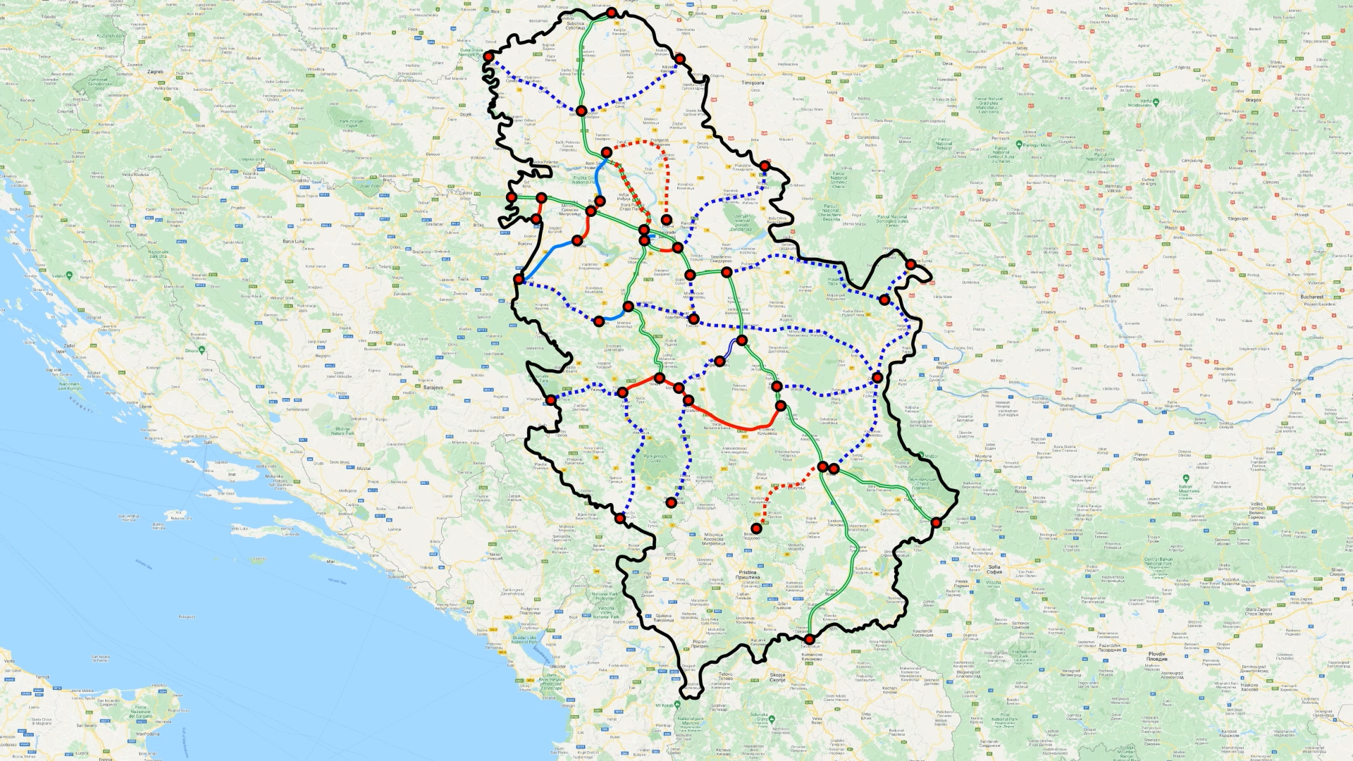 Srbija mapa puteva