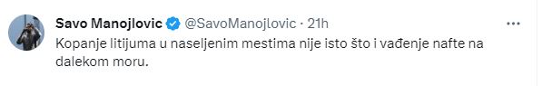 Preentscreen X (ex Twitter) profil Savo Manojlović
