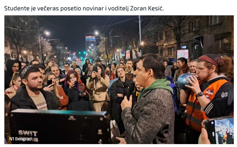 Preentscreen sa N1 - Zoran Kesić sa studentima u blokadi, decembar 2024. 