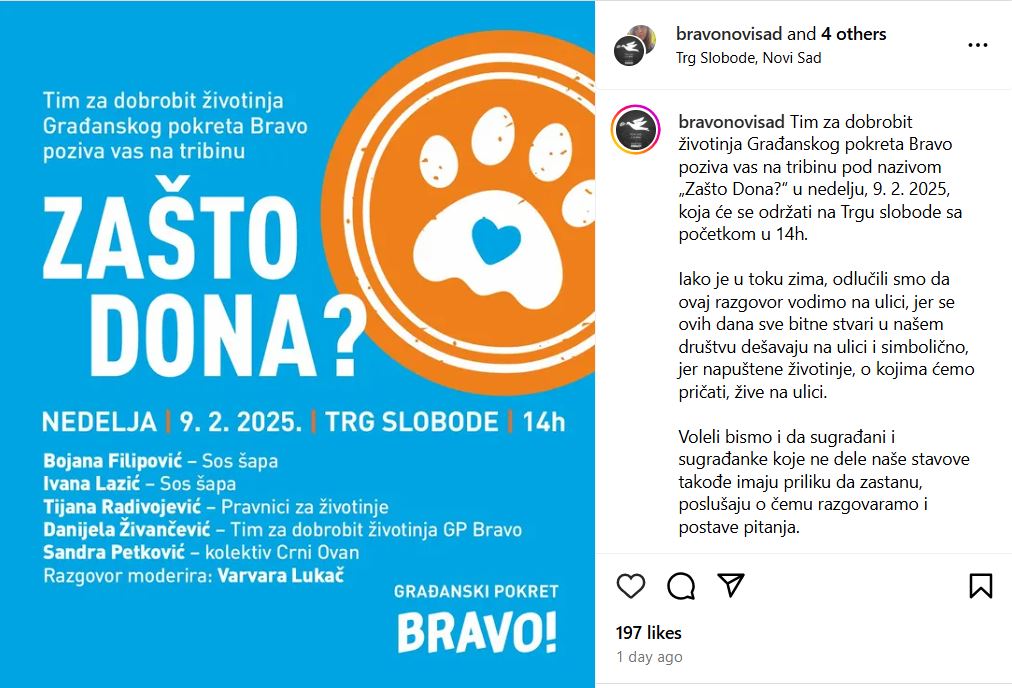 Zašto Dona? Preentscreen Instagram Pokret Bravo!