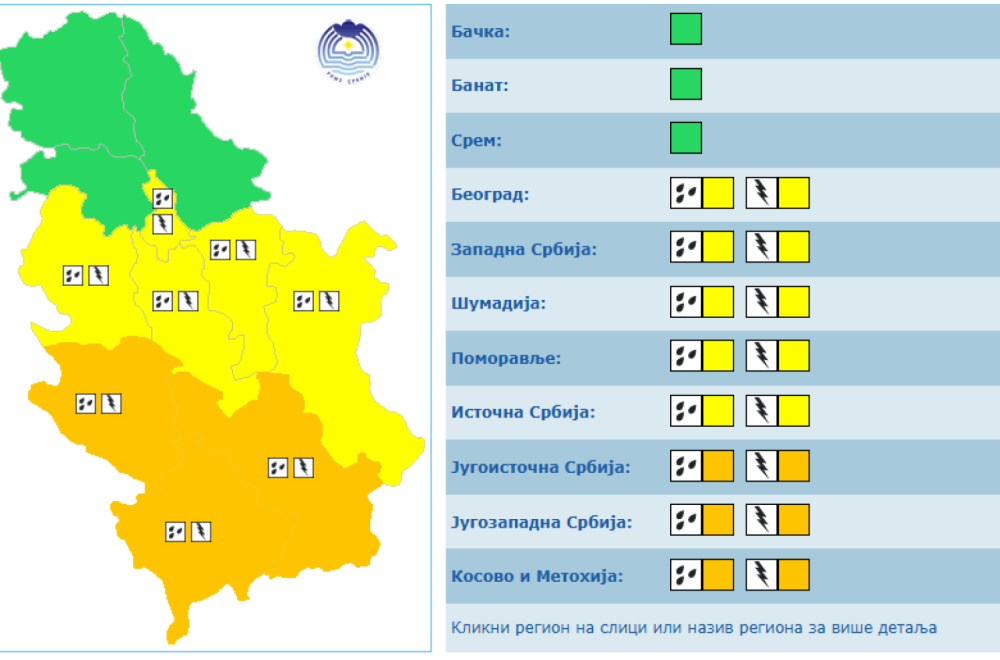 Oblačno nebo iznad Srbije sa najavom oluje i grmljavine