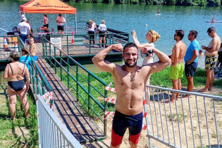 Start trke na Festivalu plivanja i trčanja u Kanjiži